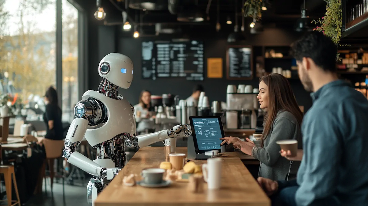 Illustration showing harmony between AI and human marketing elements