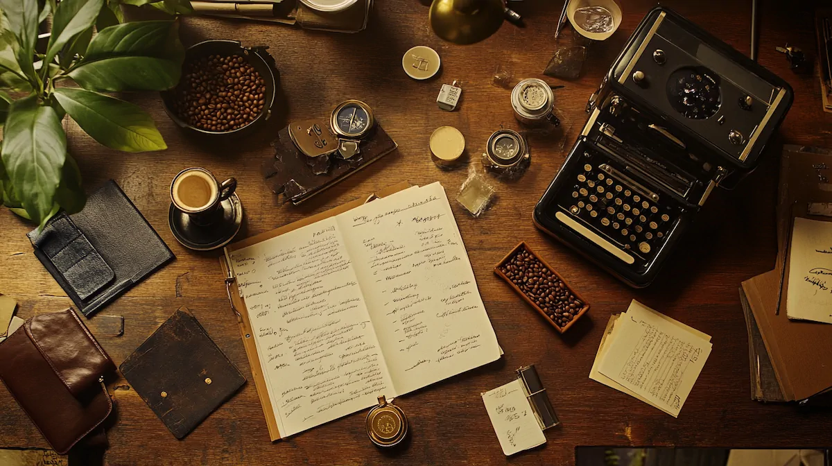 Marketing automation tools comparison displayed on modern devices alongside vintage desk items and handwritten notes