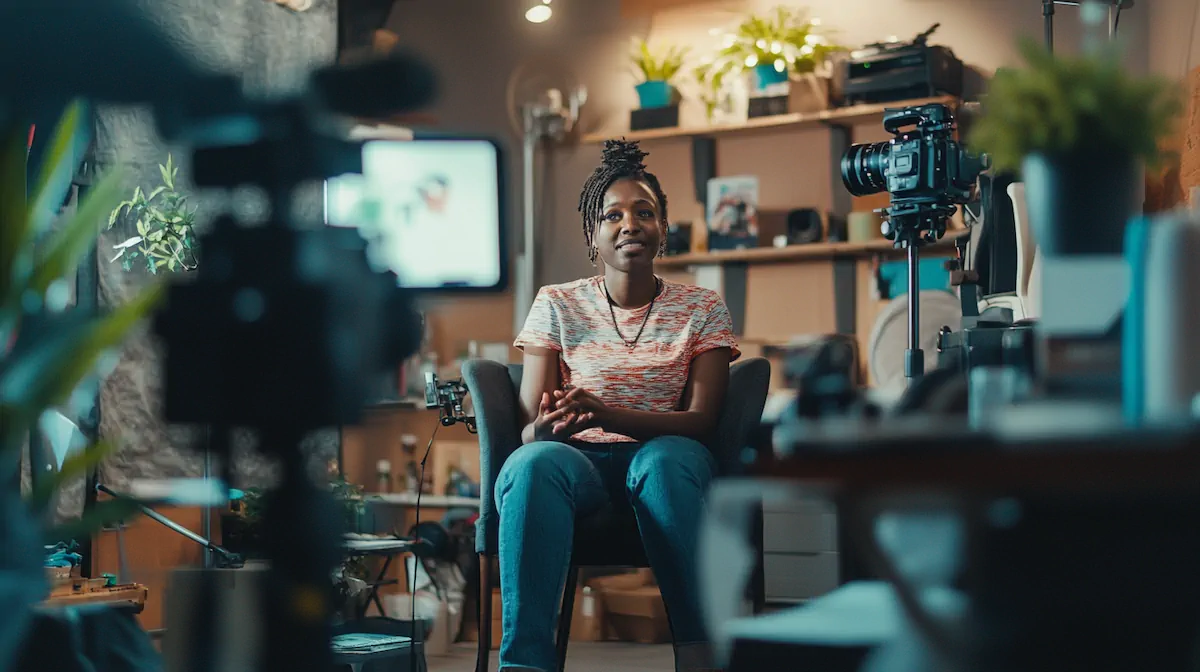 Business owner sharing their story through video content