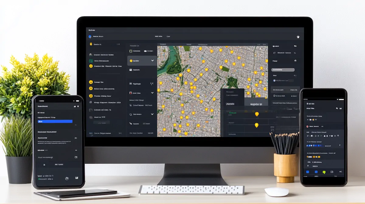 Business listing optimization dashboard showing multiple directory listings and review management