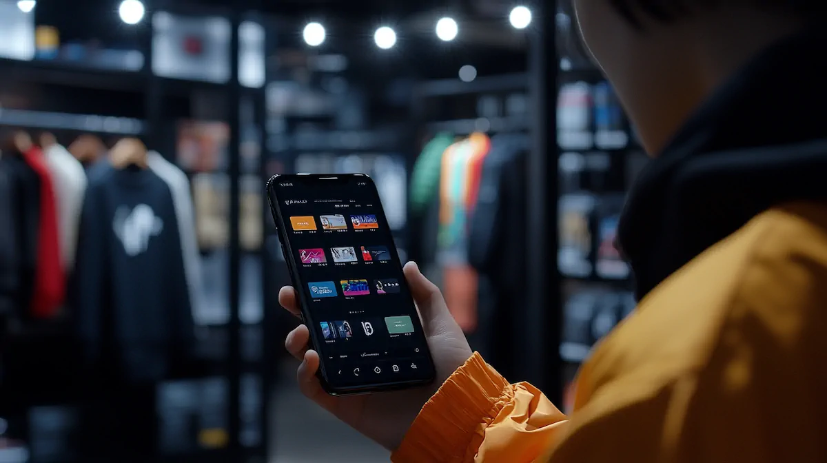 Loyalty program interface on a mobile phone showing points system and rewards catalog